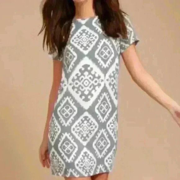 Lulu’s gray and white short sleeve mini dress - Picture 2 of 9